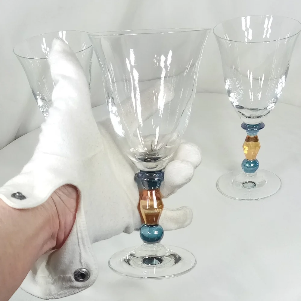 Set Of 3 Mikasa Estate Clear Amber Wine Glass Goblet